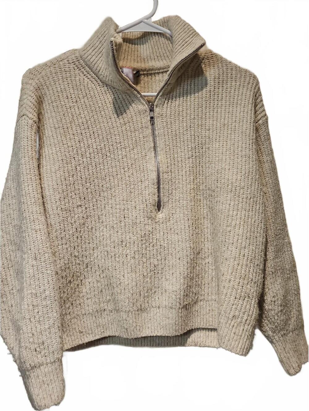 Vince Camuto Sweater Size Small Boxy Pullover Cream Chunky Knit Casual Womens